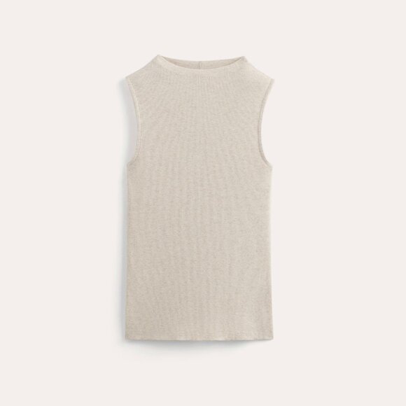 Everlane Women's Luxe Rib Funnel-Neck Tank in Heathered Oat, Size Medium - Picture 2 of 2